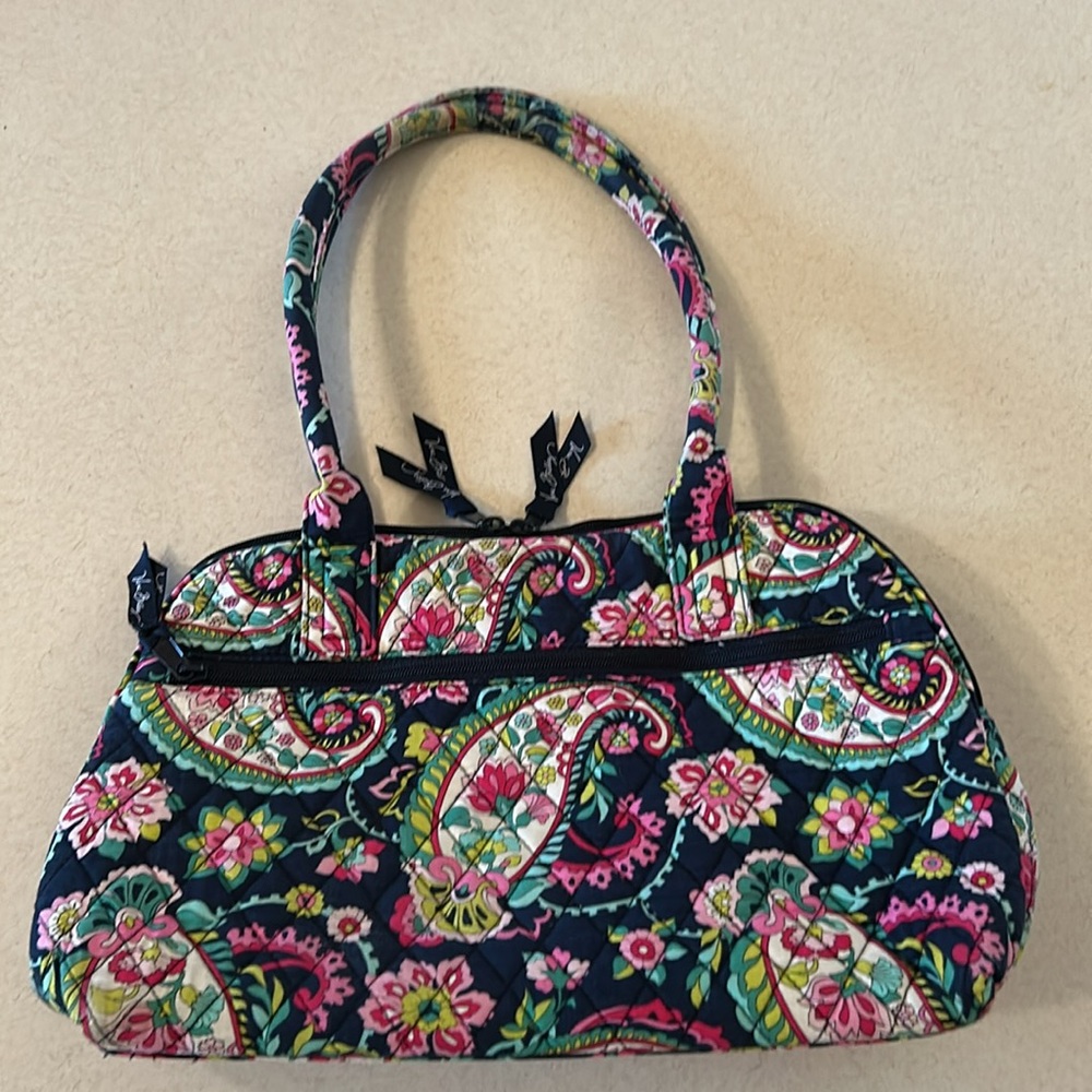 Vera Bradley Paisley Floral Quilted Double Zip Handbag Shoulder Bag 💙💚🩷🤍💛